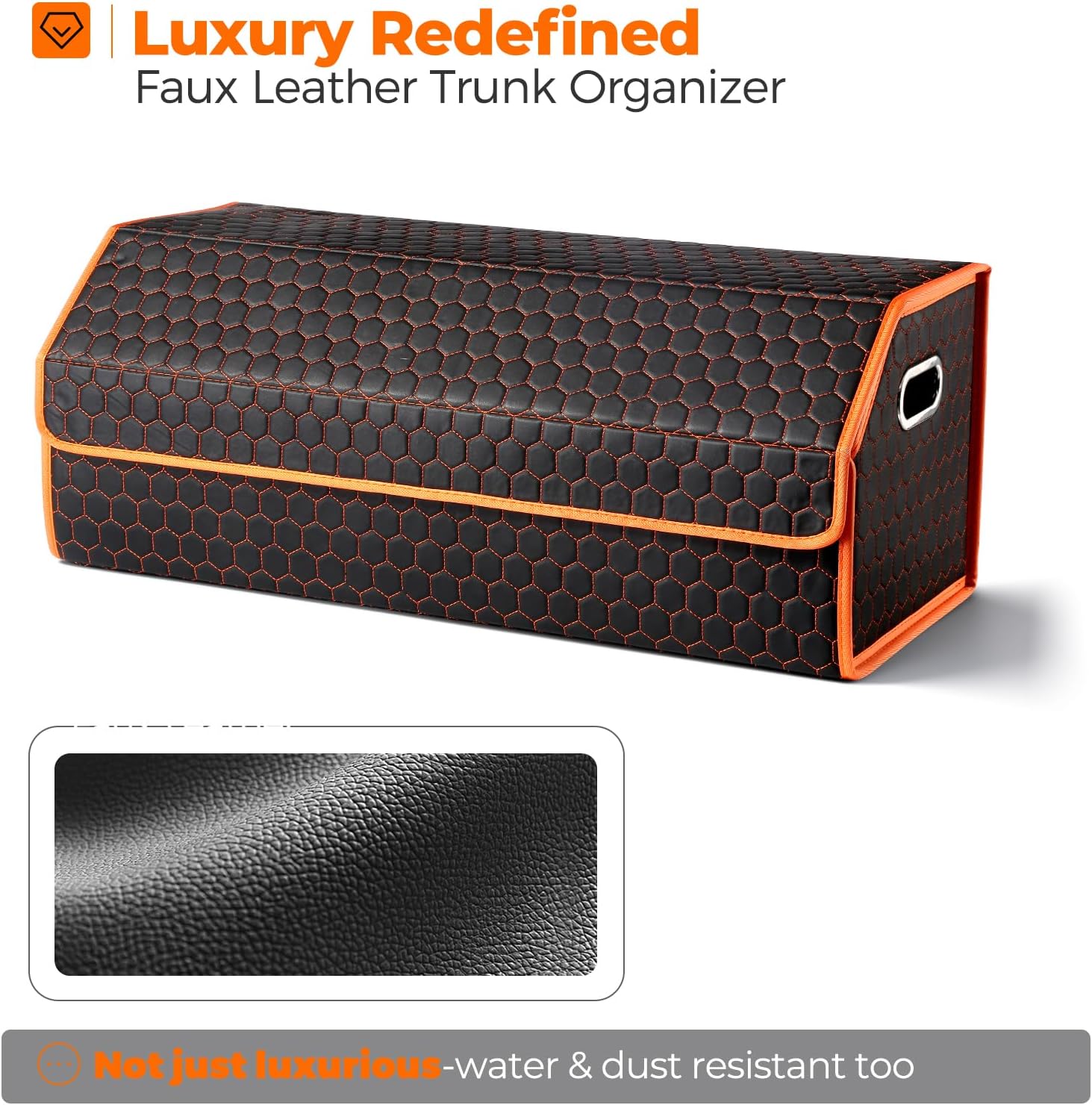 Car Organizers and Storage - Trunk Organizer for Suv Car,Car Trunk Leather Storage Box,Extra Large,Magnetic Lid,Colla... - Image 2