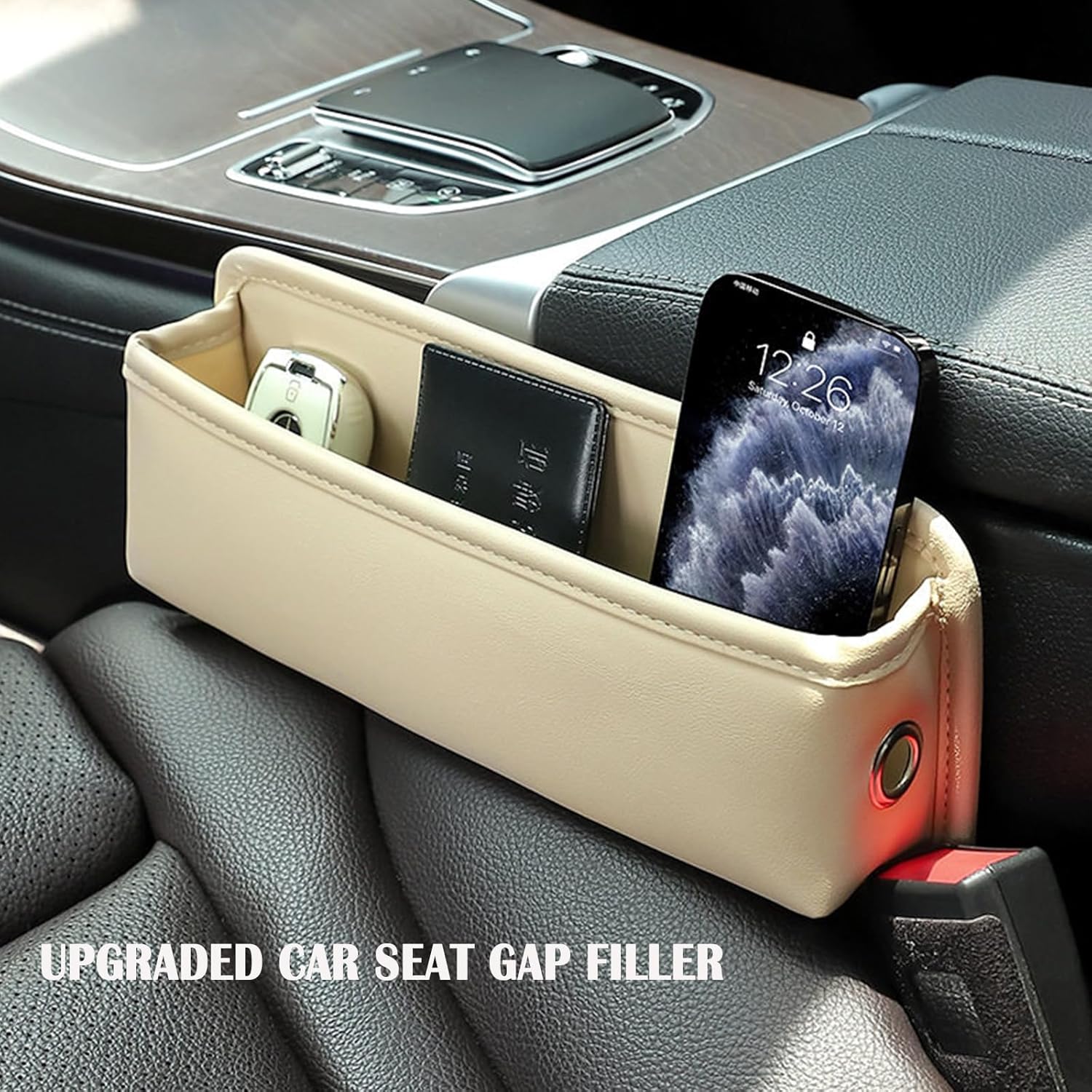 2-Pack Car Seat Gap Filler, Premium Leather Console Organizer Universal Fit for Car SUV Truck Multi-Purpose Essential... - Image 2