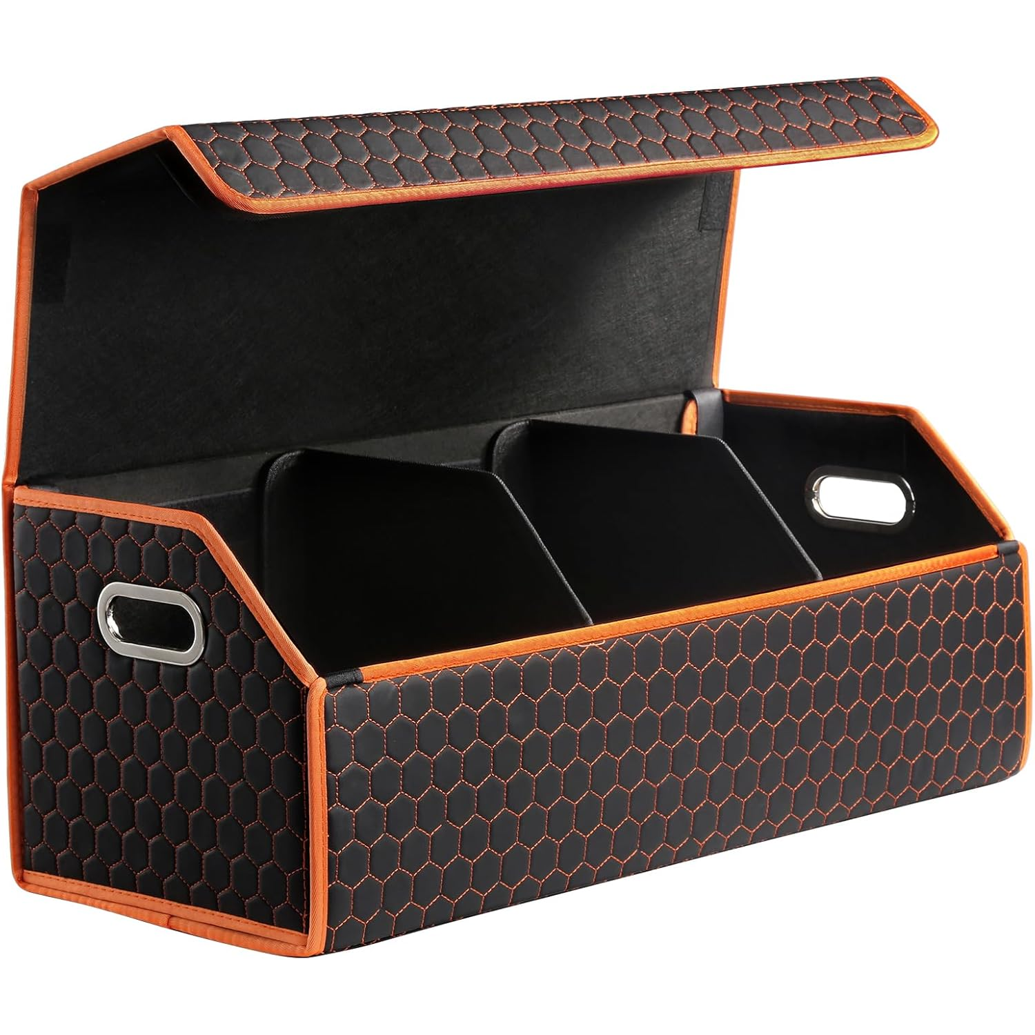 Car Organizers and Storage - Trunk Organizer for Suv Car,Car Trunk Leather Storage Box,Extra Large,Magnetic Lid,Colla...